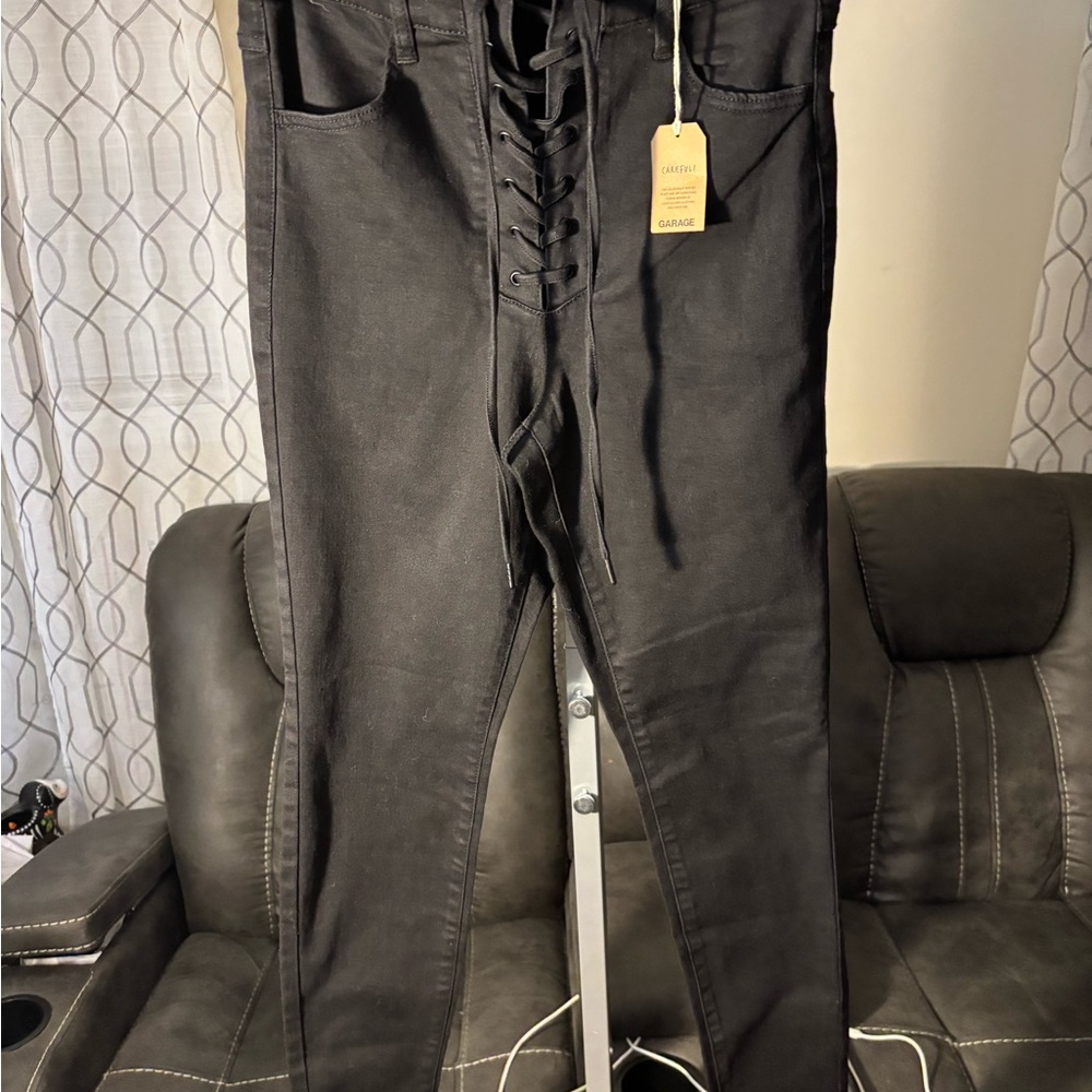 Garage Charcoal Lace-Up Pants